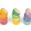 Grapat 12 houten kommetjes - regenboogkleuren - Best