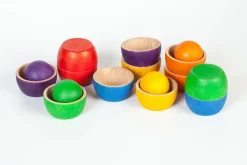 Grapat 12 houten kommetjes en 6 ballen - 6 kleuren - Discount