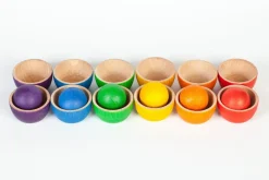 Grapat 12 houten kommetjes en 6 ballen - 6 kleuren - Discount