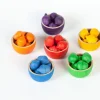Grapat 6 houten kommetjes en 36 eikeltjes - 6 kleuren - Discount