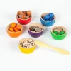 Grapat 6 houten kommetjes en 36 knikkers - 6 kleuren - Best