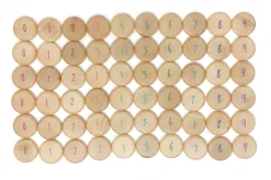 Grapat 60 houten munten met cijfer - New