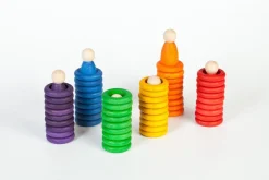 Grapat 6 houten nins, 18 munten en 36 ringen - Best