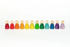 Grapat 12 houten Nins - regenboogkleuren - New