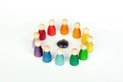 Grapat 12 houten Nins - regenboogkleuren - New