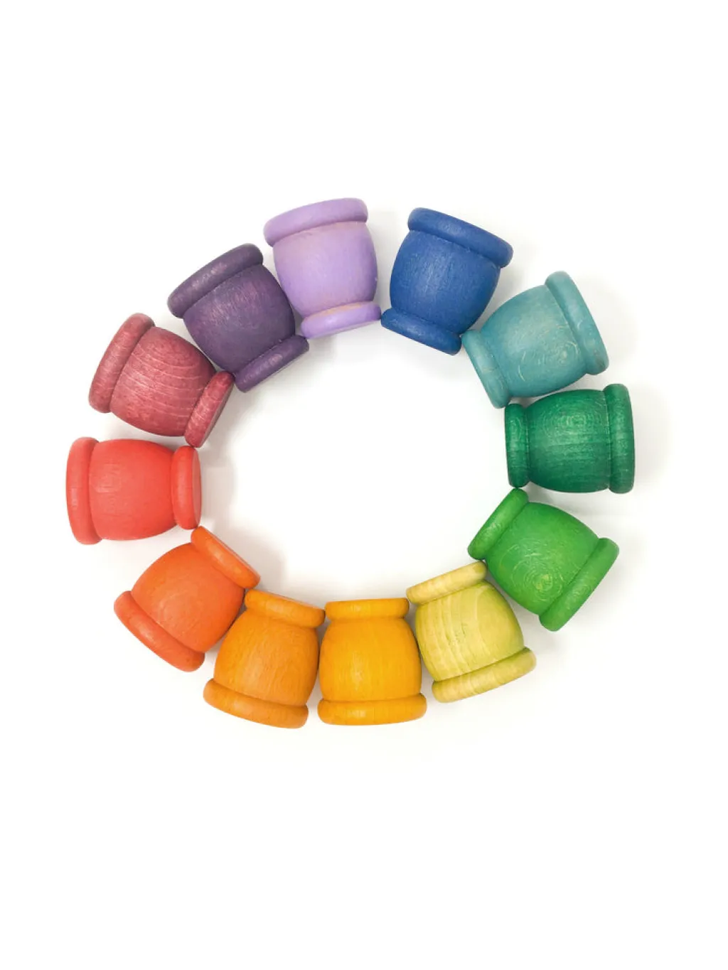 Grapat 12 houten potjes - regenboogkleuren - Sale