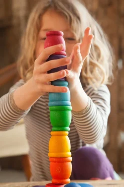 Grapat 12 houten potjes - regenboogkleuren - Sale
