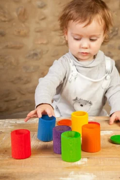 Grapat 6 houten potjes met deksel - 6 kleuren - Outlet