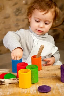 Grapat 6 houten potjes met deksel - 6 kleuren - Outlet