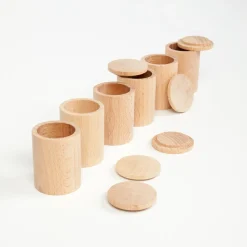 Grapat 6 houten potjes met deksel - natural - Online