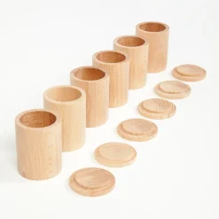 Grapat 6 houten potjes met deksel - natural - Online