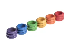 Grapat 18 houten ringen - 6 kleuren - New