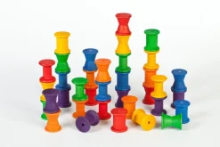 Grapat 36 houten spoelen - 6 kleuren - Sale