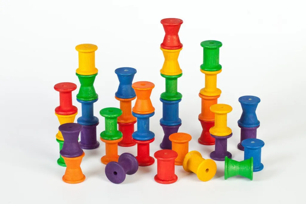 Grapat 36 houten spoelen - 6 kleuren - Sale