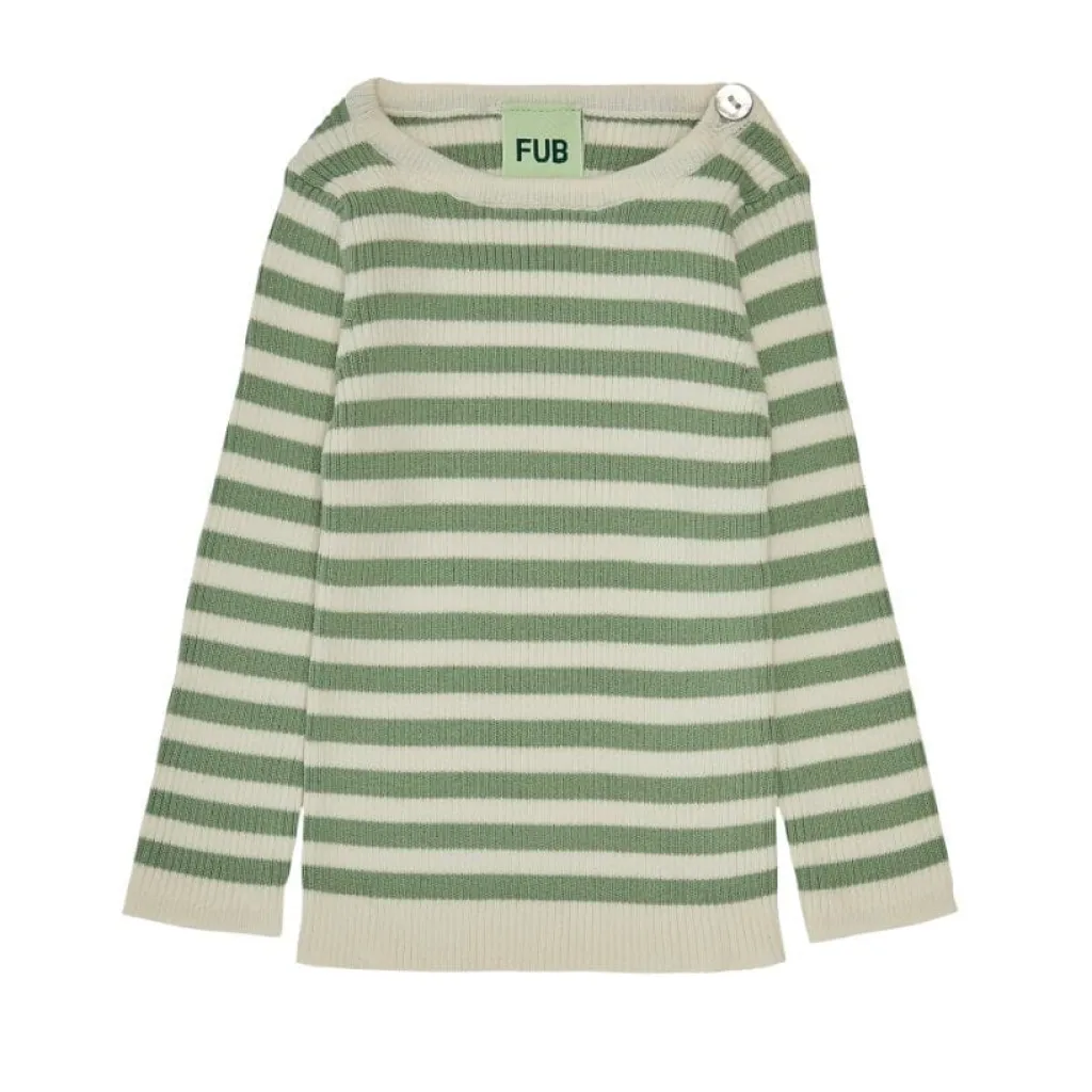 FUB Baby gestreepte ribtop - Ecru / Leaf - Sale