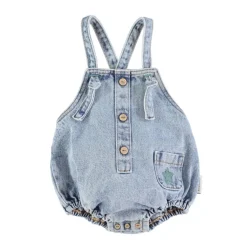 Piupiuchick Baby romper - Washed light blue denim -