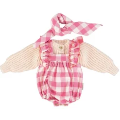 Piupiuchick Baby romper met ruches - Checkered pink - Best