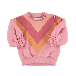 Piupiuchick Baby sweater Multicolor triangle - roze - Outlet