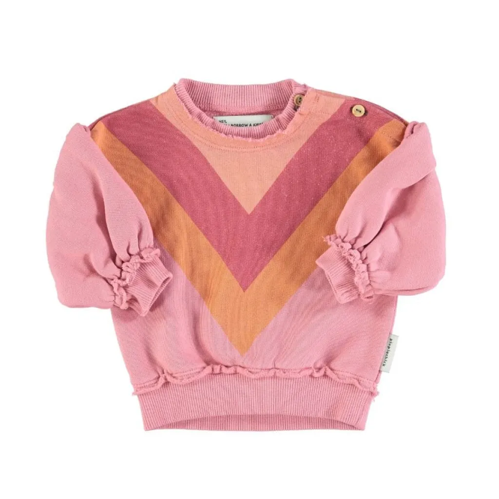 Piupiuchick Baby sweater Multicolor triangle - roze - Outlet