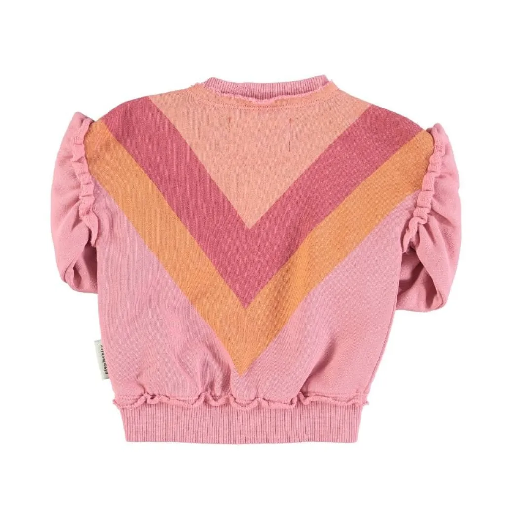 Piupiuchick Baby sweater Multicolor triangle - roze - Outlet