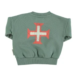 Piupiuchick Baby sweater Red Cross - groen - Outlet