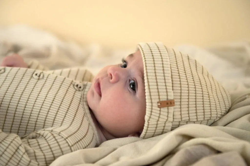 Nixnut Babymuts - Rib beanie Biscuit stripe - Discount