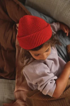 Hvid Beanie Fonzie Kids - Red - Sale