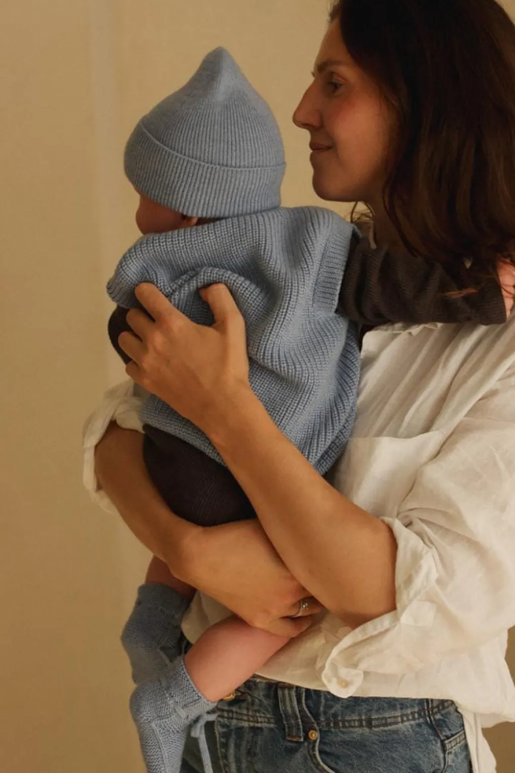 Hvid Beanie Fonzie Newborn - Light blue - Hot