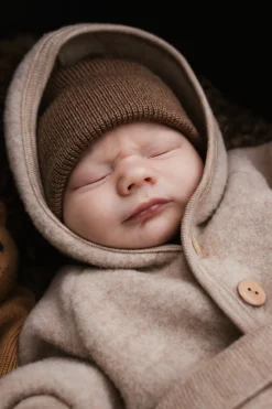 Hvid Beanie Fonzie Newborn - Mocha - Discount