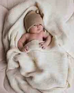 Hvid Beanie Fonzie Newborn - Sand - Hot
