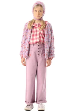 Piupiuchick Blouse met geborduurd kraagje - checkered pink - Hot