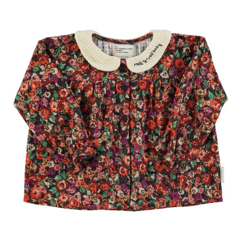 Piupiuchick Blouse met kraagje - Multicolor flowers -