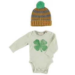 Piupiuchick Body met lange mouwen - Grijs met klaverprint - Online