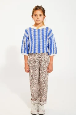 Piupiuchick Broek - ecru met luipaardprint - Discount