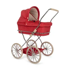 Konges Slojd Doll pram - Ribfluweel rood poppenwagen - Sale