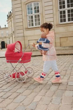 Konges Slojd Doll pram - Ribfluweel rood poppenwagen - Sale