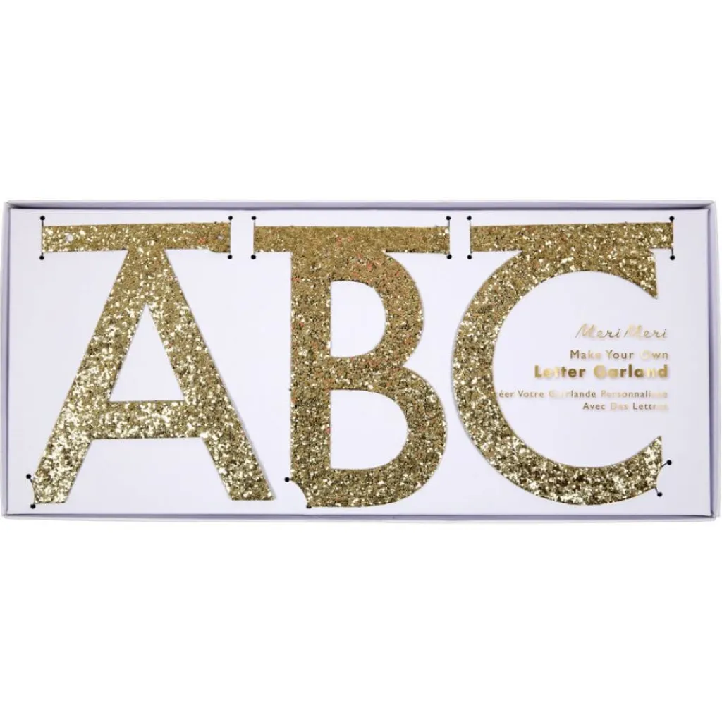 Meri Meri Ensemble guirlande de lettres - Paillettes Or - Outlet