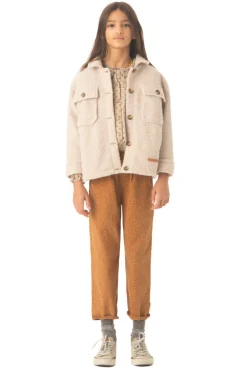 Piupiuchick Faux fur jacket - Jas ecru met print 