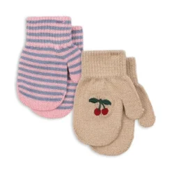 Konges Slojd Filla wanten - Cherry/Stripe - Hot