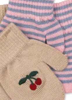 Konges Slojd Filla wanten - Cherry/Stripe - Hot