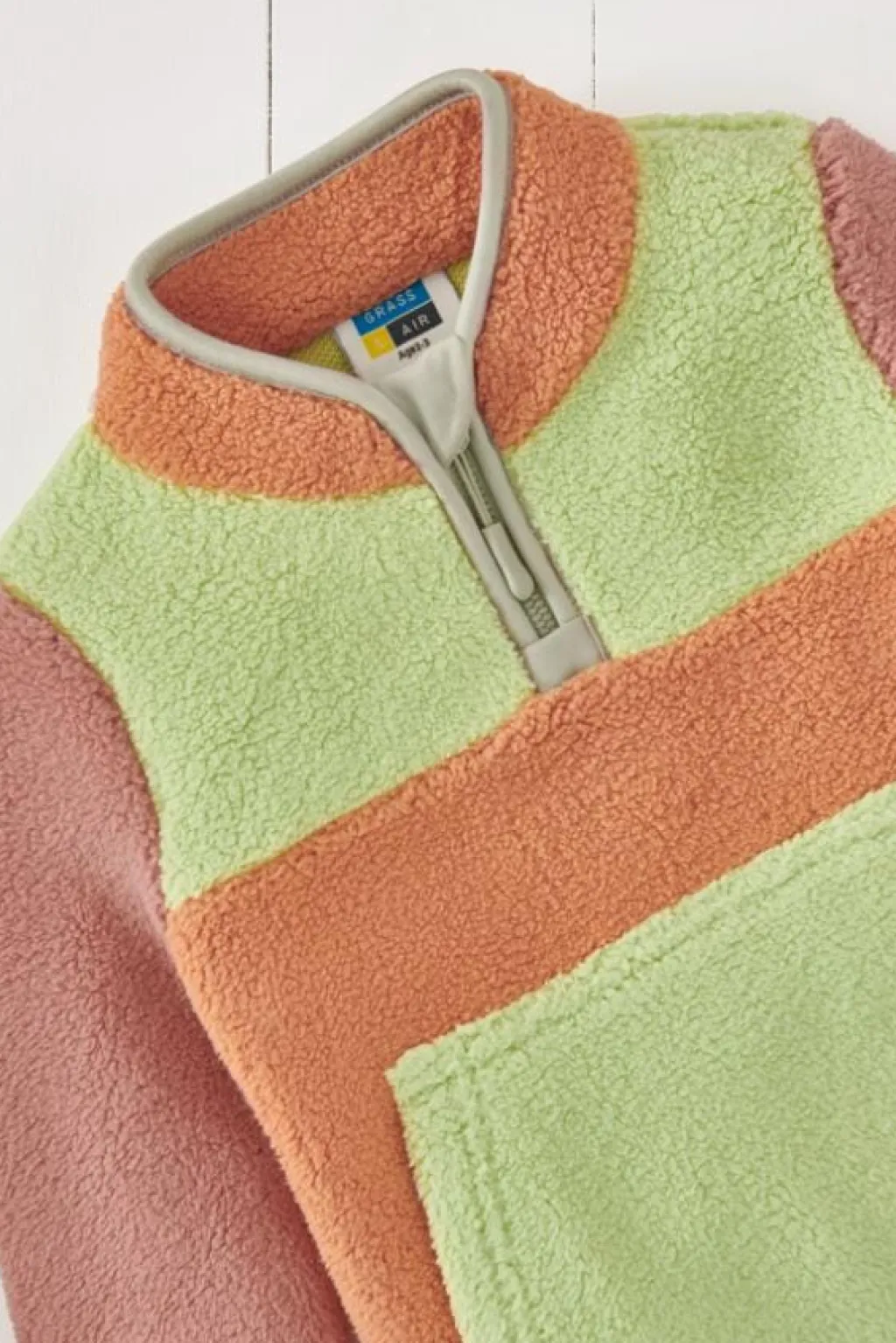 Grass & Air Fleece trui - Pink/Orange/Green - New