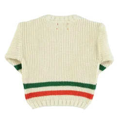 Piupiuchick Gebreide sweater - ecru met multicolor streepjes - Sale