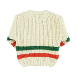 Piupiuchick Gebreide sweater - ecru met multicolor streepjes - Sale