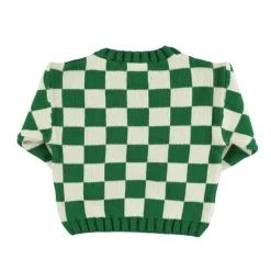 Piupiuchick Gebreide sweater - ecru met groen geblokt - New