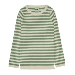 FUB Gestreepte ribtop - Ecru / Leaf - Sale
