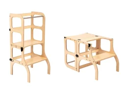 Ette Tete Houten leertoren Step 'n sit - Naturel met zwart - Best