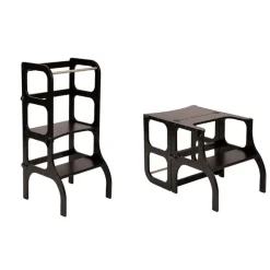 Ette Tete Houten leertoren Step 'n sit - Zwart met zwart - Outlet