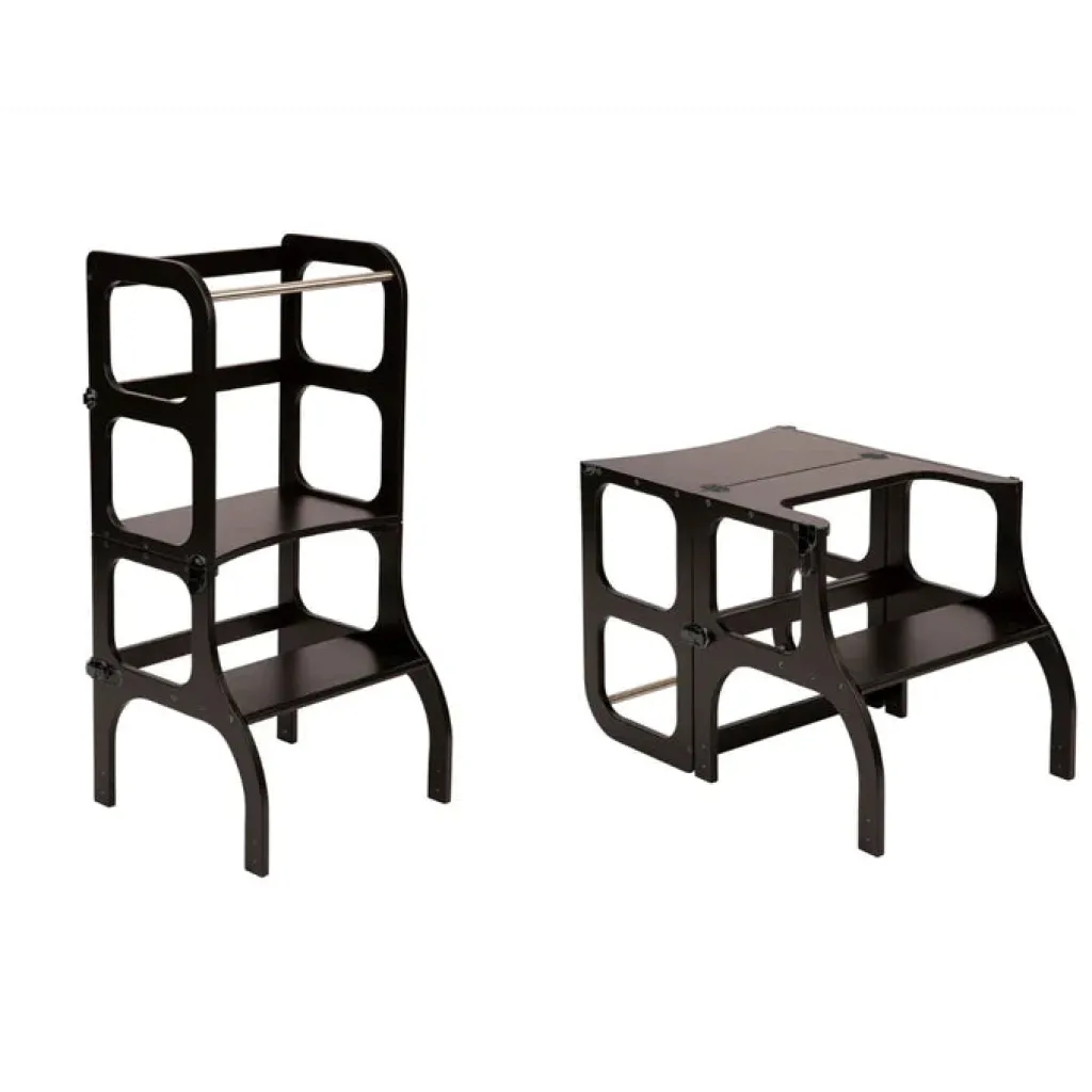 Ette Tete Houten leertoren Step 'n sit - Zwart met zwart - Outlet