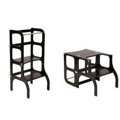 Ette Tete Houten leertoren Step'n sit - Zwart met zilver - Outlet