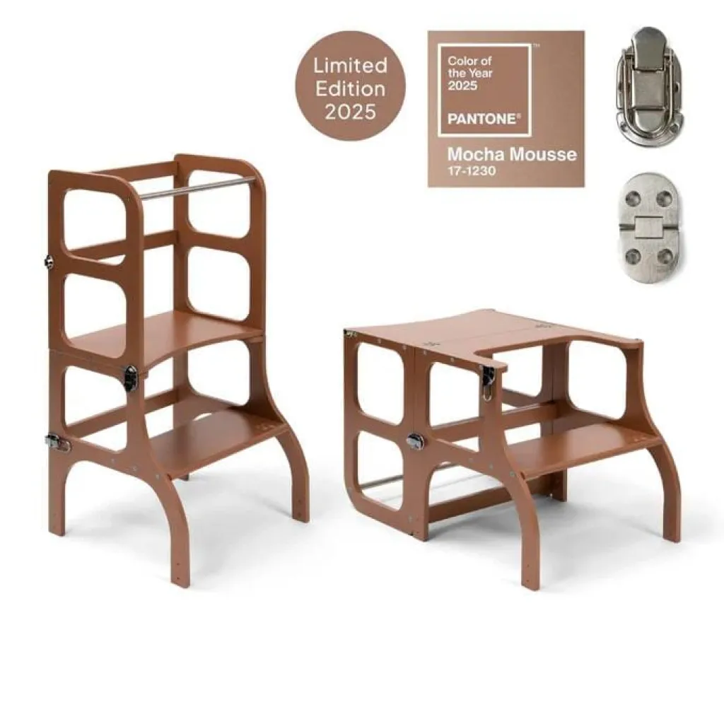 Ette Tete Houten leertoren Step'n sit - Mocha Mousse met zilver - Sale